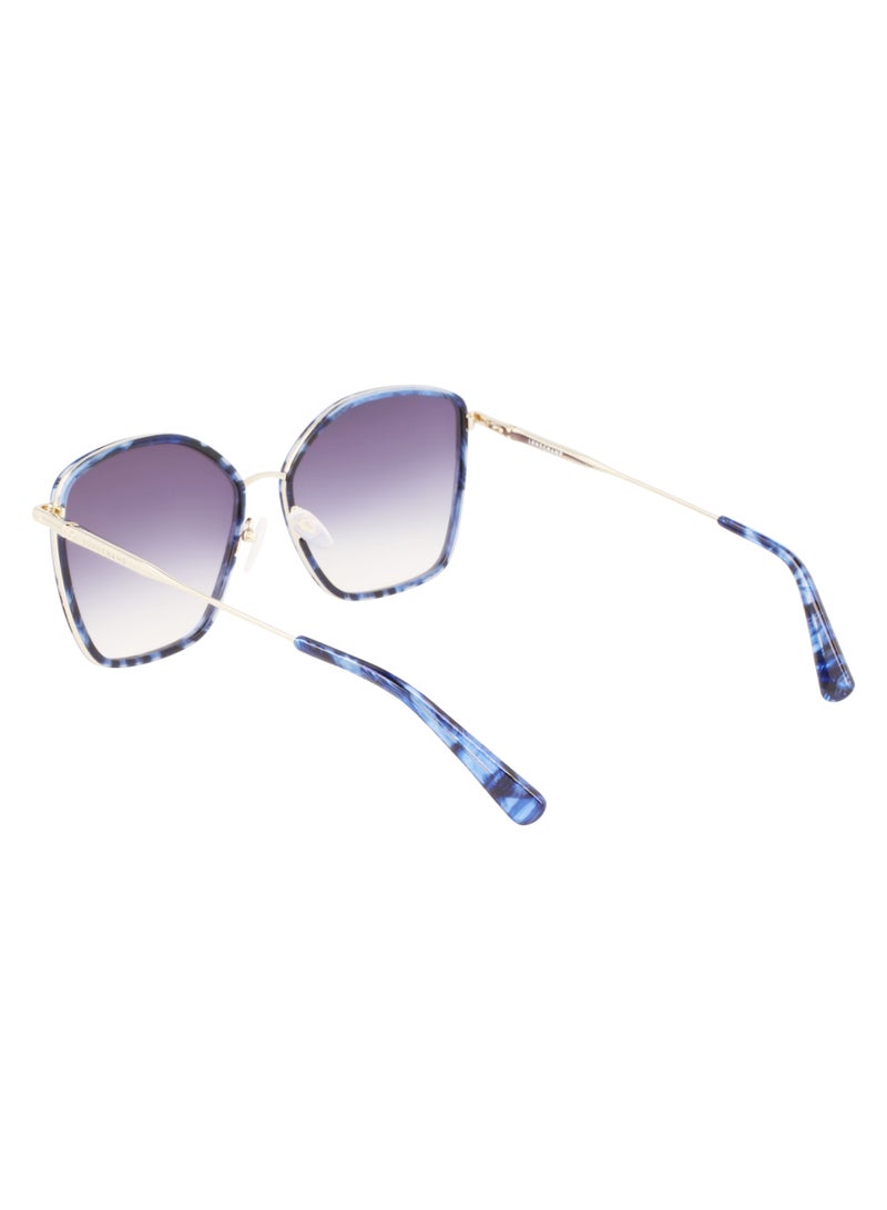 Women's UV Protection Rectangular Shape Metal Sunglasses LO685S-745-5917 - Lens Size: 59 - Gold/Textured Blue