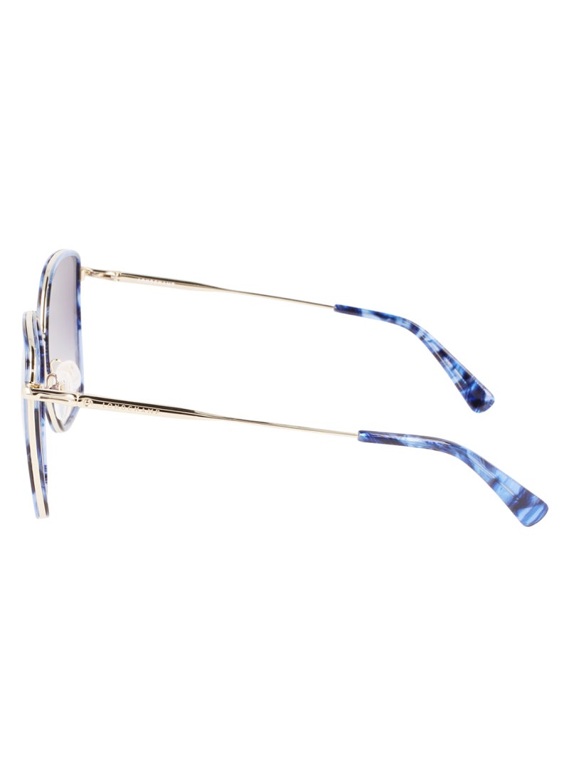 Women's UV Protection Rectangular Shape Metal Sunglasses LO685S-745-5917 - Lens Size: 59 - Gold/Textured Blue