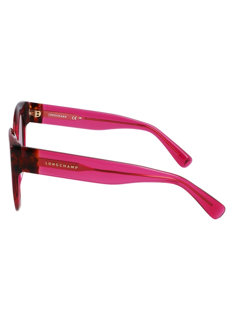 Women's UV Protection Round Shape Acetate Sunglasses LO750S-654-4923 - Lens Size: 49 - Cyclamen/Havana