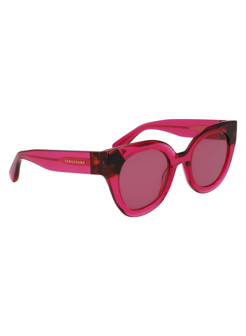 Women's UV Protection Round Shape Acetate Sunglasses LO750S-654-4923 - Lens Size: 49 - Cyclamen/Havana