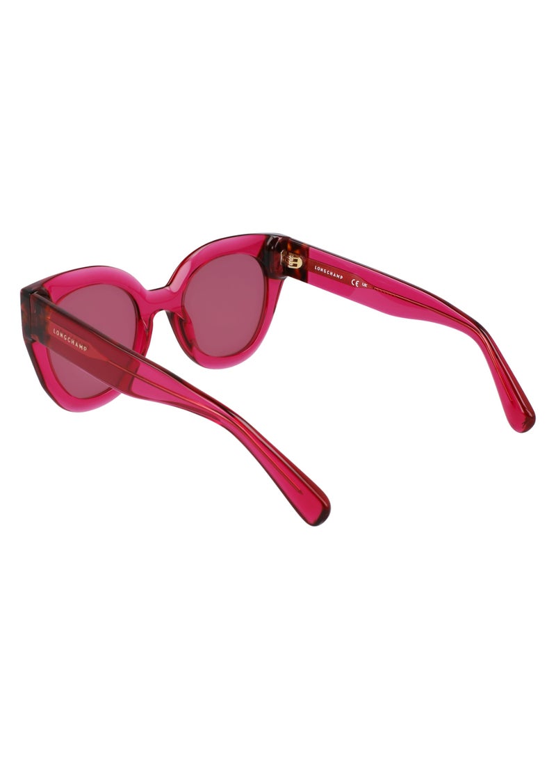 Women's UV Protection Round Shape Acetate Sunglasses LO750S-654-4923 - Lens Size: 49 - Cyclamen/Havana