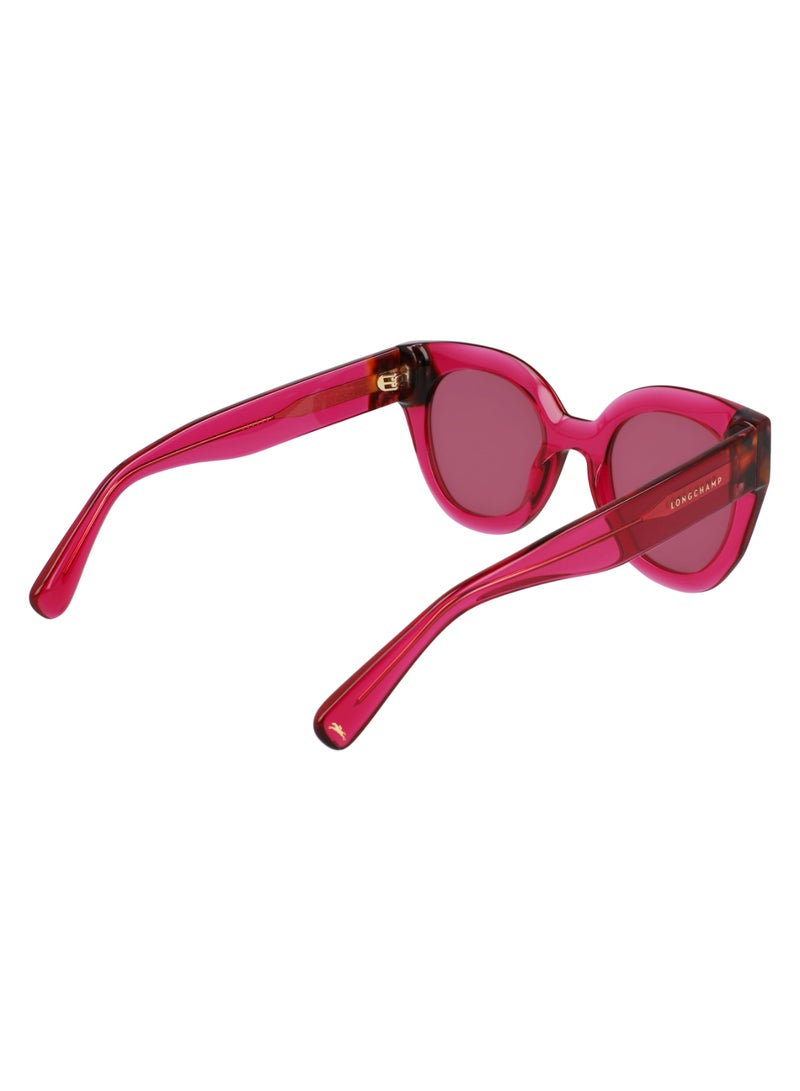 Women's UV Protection Round Shape Acetate Sunglasses LO750S-654-4923 - Lens Size: 49 - Cyclamen/Havana