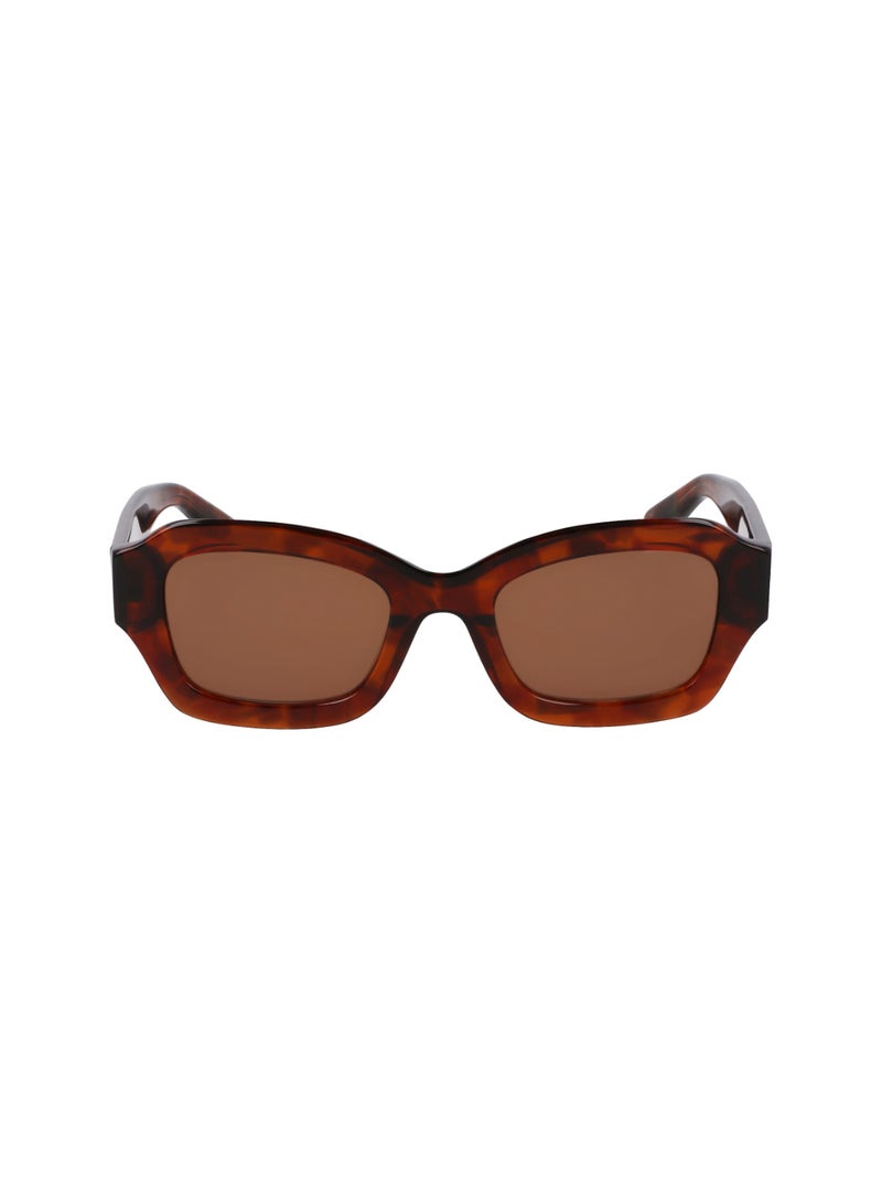 Women's UV Protection Cat Eye Shape Acetate Sunglasses LO749S-237-5021 - Lens Size: 50 - Textured Brown