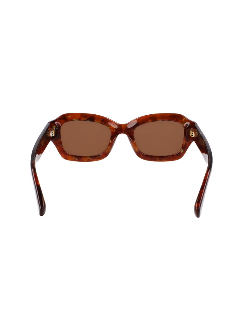 Women's UV Protection Cat Eye Shape Acetate Sunglasses LO749S-237-5021 - Lens Size: 50 - Textured Brown
