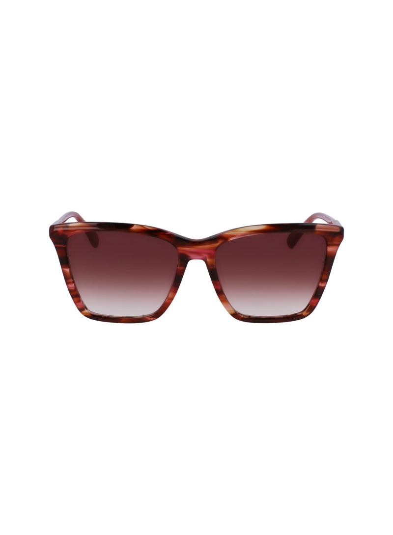 Women's UV Protection Rectangular Shape Acetate Sunglasses LO719S-602-5616 - Lens Size: 56 - Red Horn