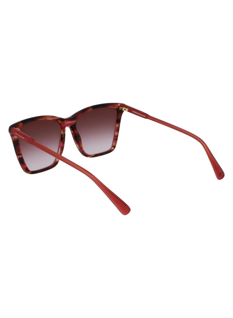 Women's UV Protection Rectangular Shape Acetate Sunglasses LO719S-602-5616 - Lens Size: 56 - Red Horn