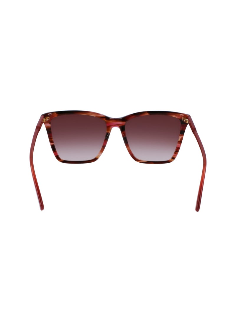 Women's UV Protection Rectangular Shape Acetate Sunglasses LO719S-602-5616 - Lens Size: 56 - Red Horn