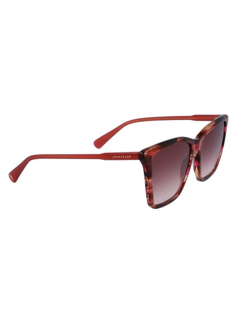 Women's UV Protection Rectangular Shape Acetate Sunglasses LO719S-602-5616 - Lens Size: 56 - Red Horn