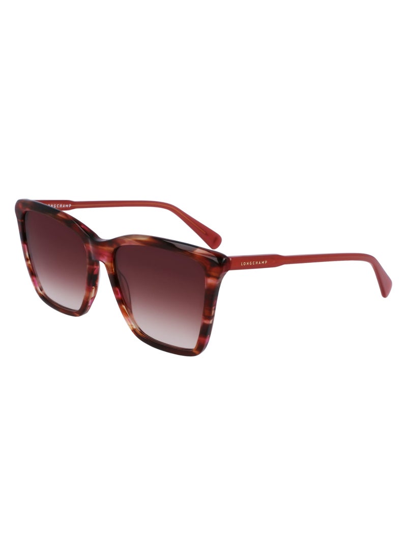 Women's UV Protection Rectangular Shape Acetate Sunglasses LO719S-602-5616 - Lens Size: 56 - Red Horn
