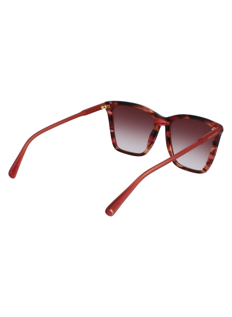 Women's UV Protection Rectangular Shape Acetate Sunglasses LO719S-602-5616 - Lens Size: 56 - Red Horn