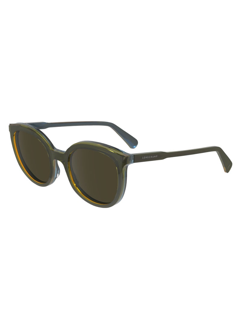 Women's UV Protection Round Shape Acetate Sunglasses LO739S-310-5020 - Lens Size: 50 - Olive/Azure