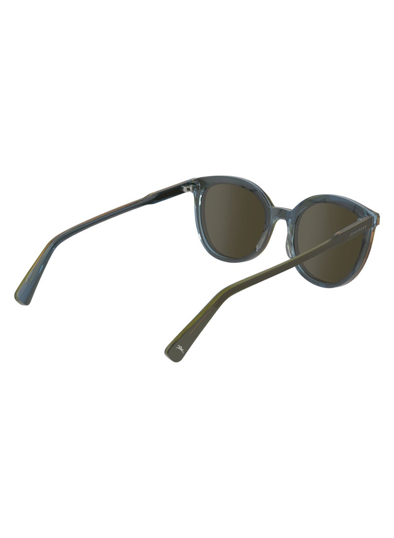 Women's UV Protection Round Shape Acetate Sunglasses LO739S-310-5020 - Lens Size: 50 - Olive/Azure