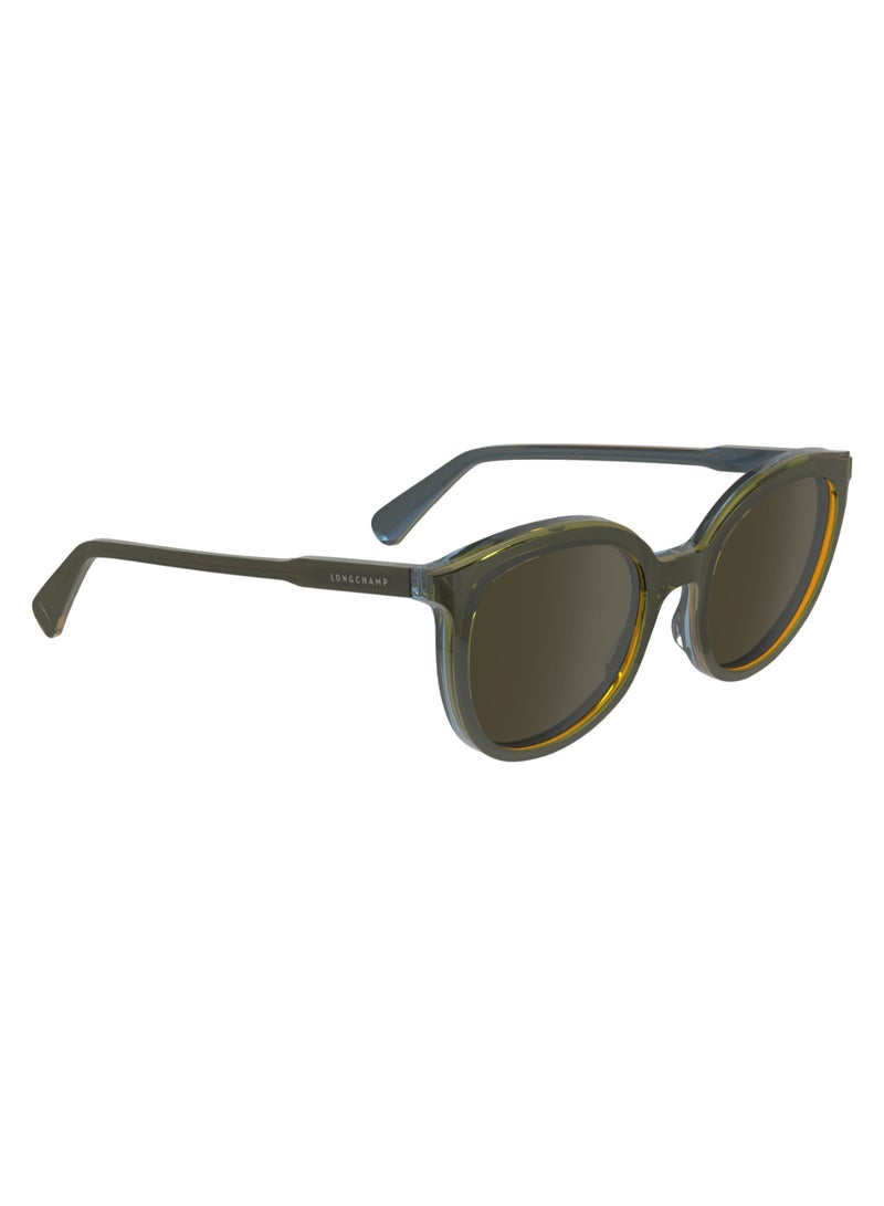 Women's UV Protection Round Shape Acetate Sunglasses LO739S-310-5020 - Lens Size: 50 - Olive/Azure