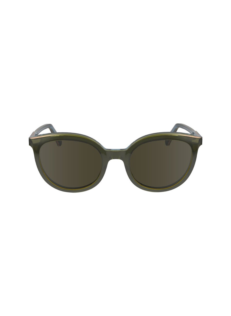 Women's UV Protection Round Shape Acetate Sunglasses LO739S-310-5020 - Lens Size: 50 - Olive/Azure