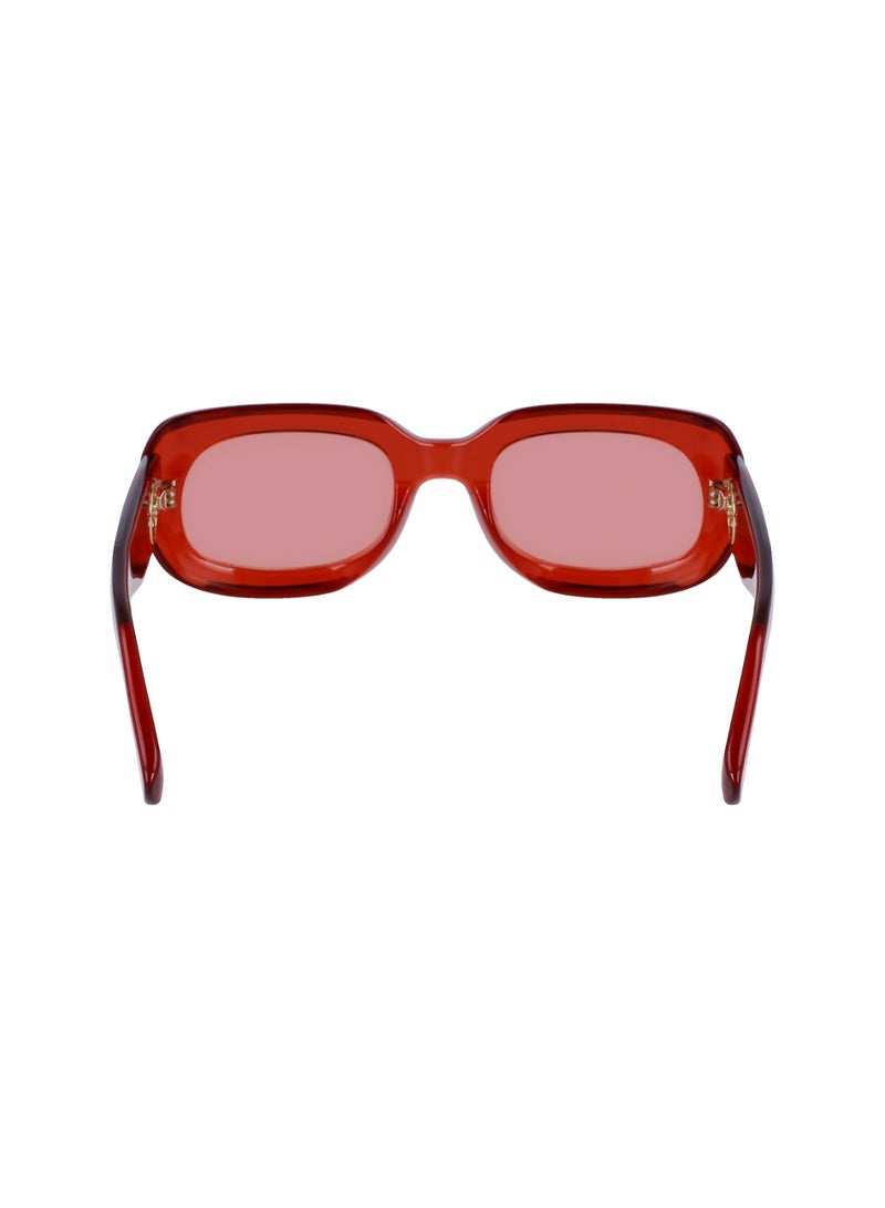 Women's UV Protection Rectangular Shape  Sunglasses LO716S-842-5221 - Lens Size: 52 - Orange