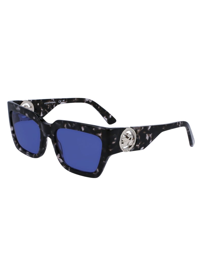 Women's UV Protection Rectangular Shape Acetate Sunglasses LO735S-005-5518 - Lens Size: 55 - Grey Havana