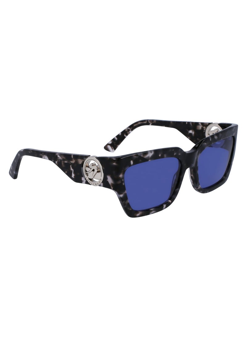 Women's UV Protection Rectangular Shape Acetate Sunglasses LO735S-005-5518 - Lens Size: 55 - Grey Havana