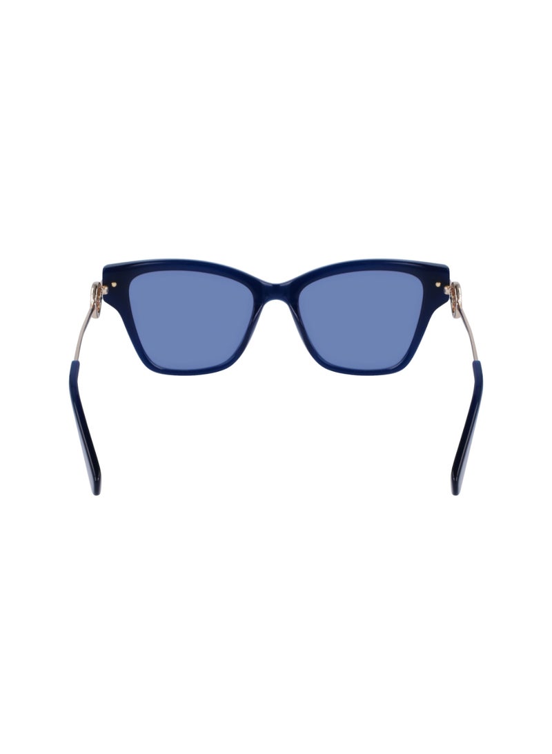 Women's UV Protection Rectangular Shape Acetate Sunglasses LO737S-400-5217 - Lens Size: 52 - Blue