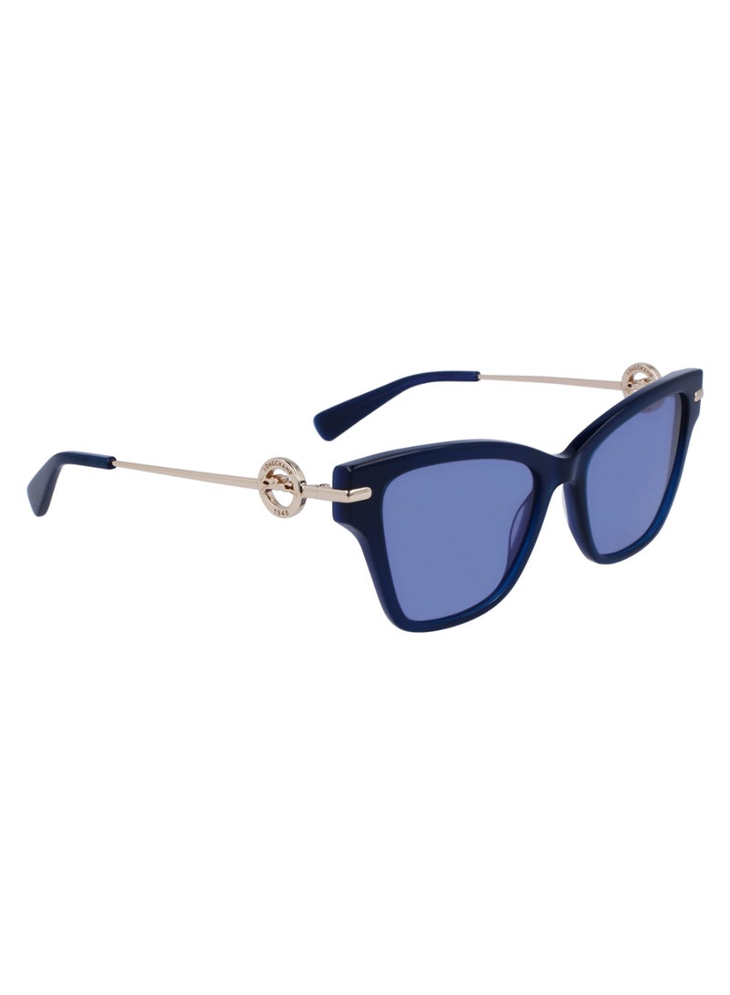 Women's UV Protection Rectangular Shape Acetate Sunglasses LO737S-400-5217 - Lens Size: 52 - Blue