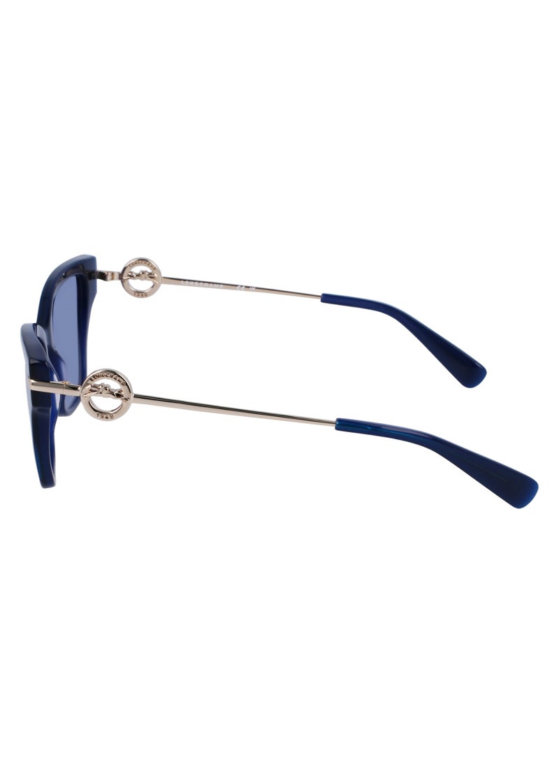 Women's UV Protection Rectangular Shape Acetate Sunglasses LO737S-400-5217 - Lens Size: 52 - Blue