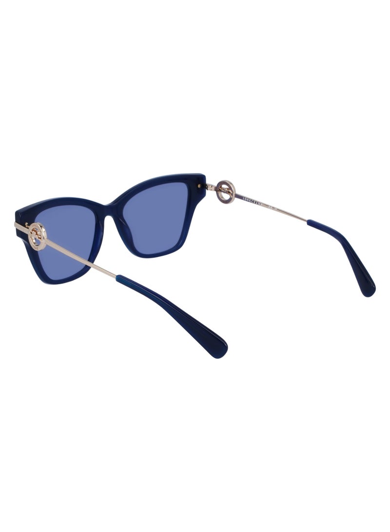 Women's UV Protection Rectangular Shape Acetate Sunglasses LO737S-400-5217 - Lens Size: 52 - Blue