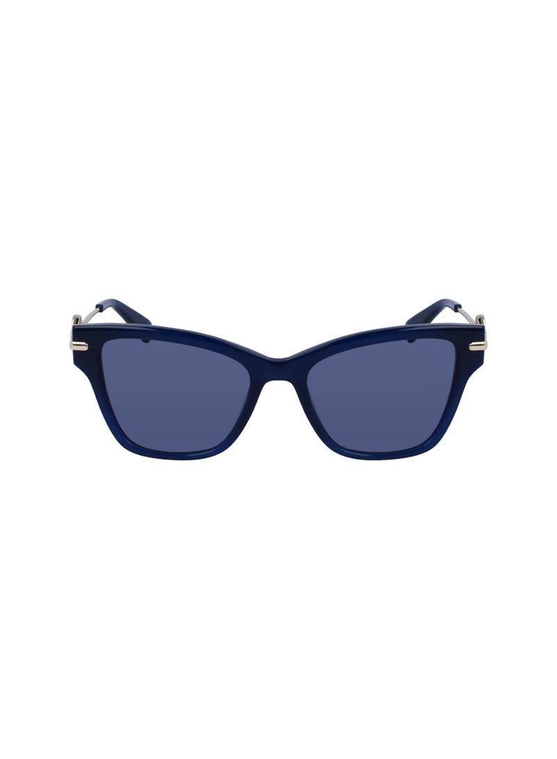 Women's UV Protection Rectangular Shape Acetate Sunglasses LO737S-400-5217 - Lens Size: 52 - Blue