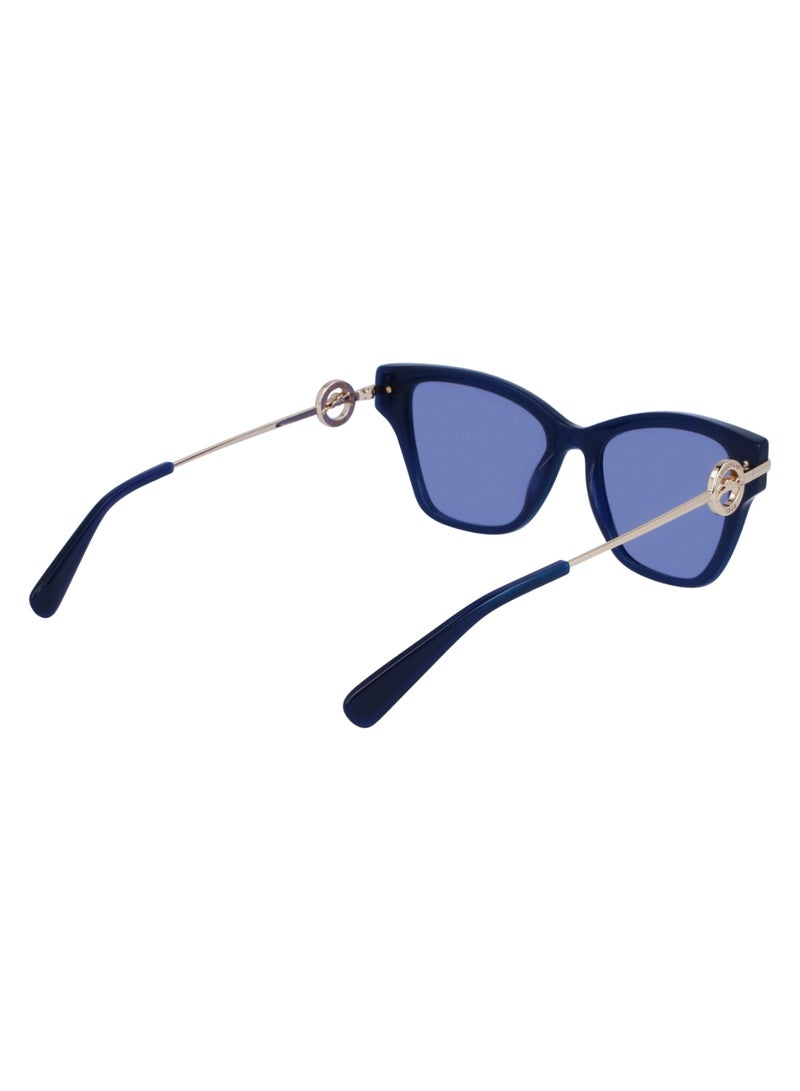 Women's UV Protection Rectangular Shape Acetate Sunglasses LO737S-400-5217 - Lens Size: 52 - Blue