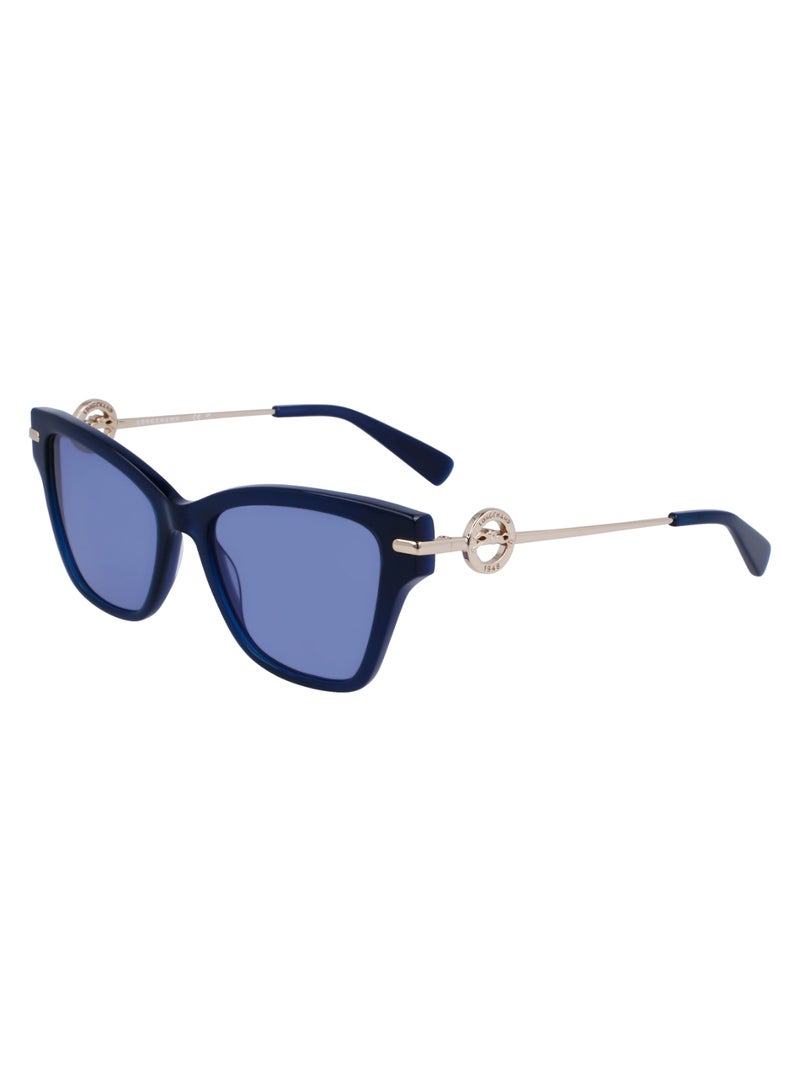 Women's UV Protection Rectangular Shape Acetate Sunglasses LO737S-400-5217 - Lens Size: 52 - Blue