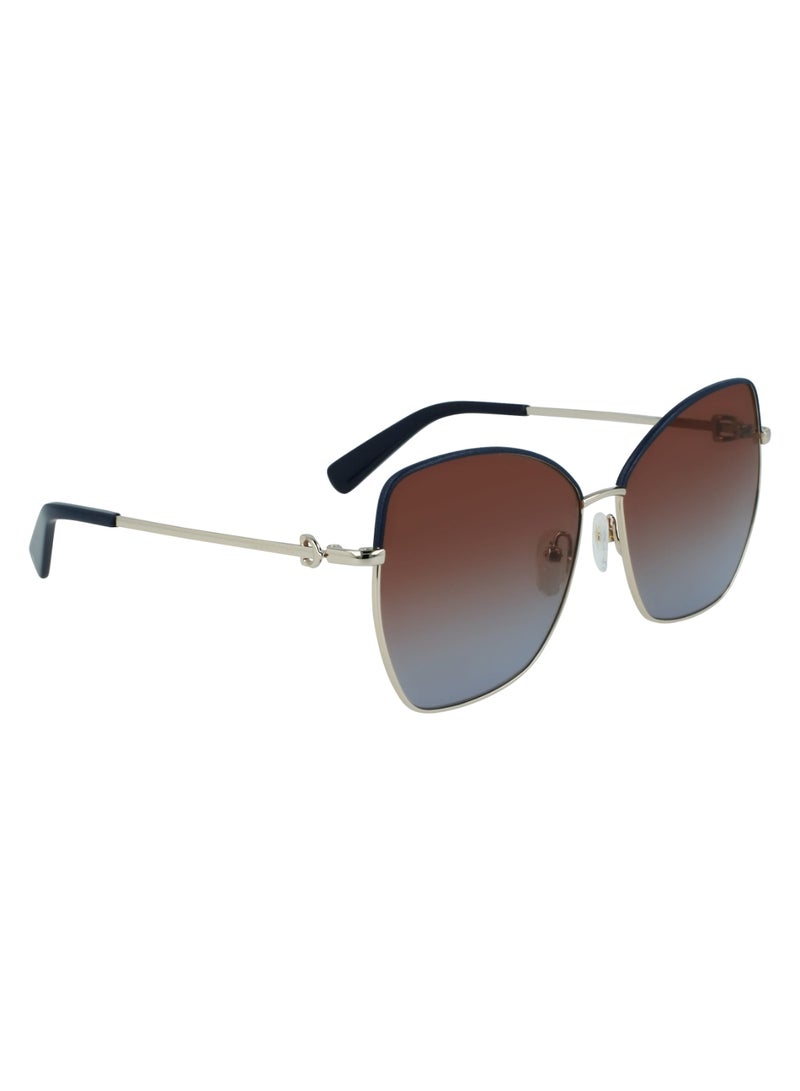 Women's UV Protection Butterfly Shape Metal Sunglasses LO156SL-720-6014 - Lens Size: 60 - Gold / Brown Blue
