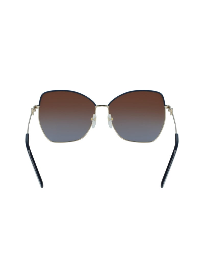 Women's UV Protection Butterfly Shape Metal Sunglasses LO156SL-720-6014 - Lens Size: 60 - Gold / Brown Blue