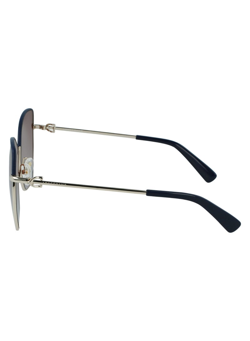 Women's UV Protection Butterfly Shape Metal Sunglasses LO156SL-720-6014 - Lens Size: 60 - Gold / Brown Blue