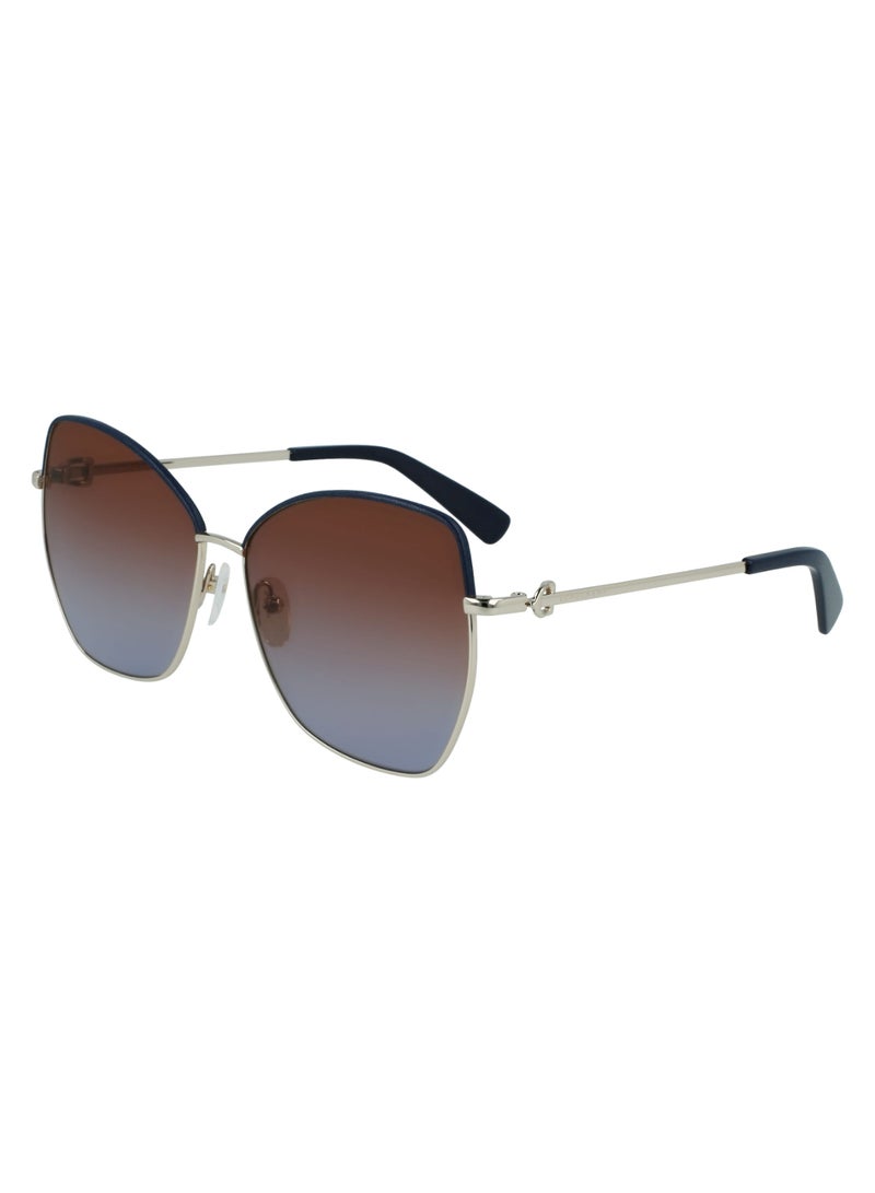 Women's UV Protection Butterfly Shape Metal Sunglasses LO156SL-720-6014 - Lens Size: 60 - Gold / Brown Blue