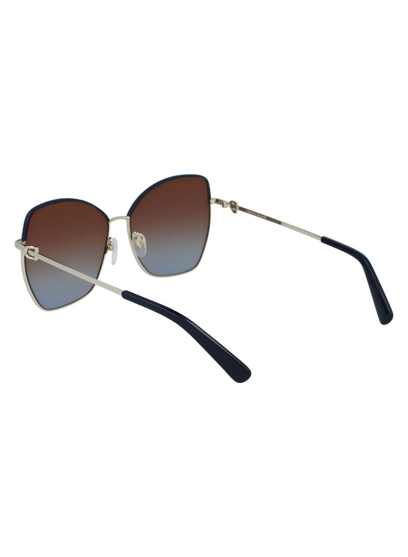 Women's UV Protection Butterfly Shape Metal Sunglasses LO156SL-720-6014 - Lens Size: 60 - Gold / Brown Blue
