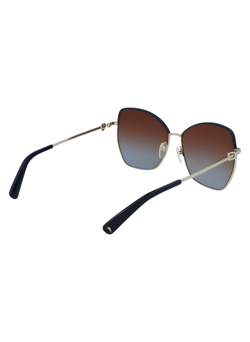 Women's UV Protection Butterfly Shape Metal Sunglasses LO156SL-720-6014 - Lens Size: 60 - Gold / Brown Blue