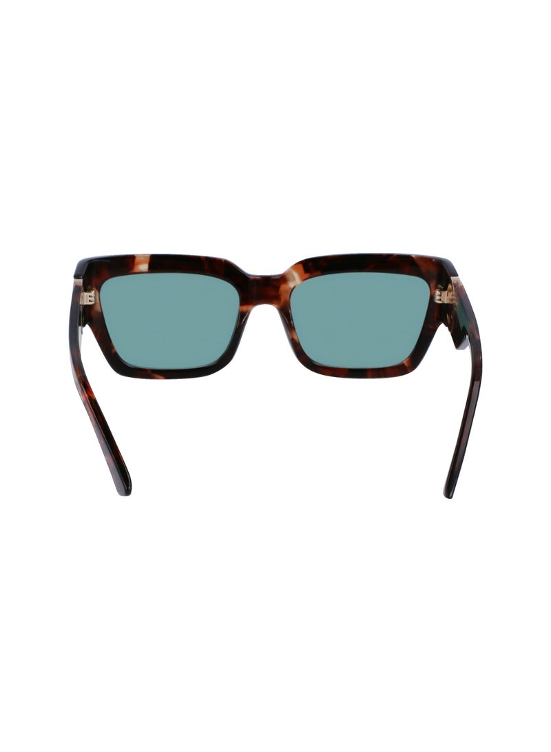 Women's UV Protection Rectangular Shape Acetate Sunglasses LO735S-230-5518 - Lens Size: 55 - Havana