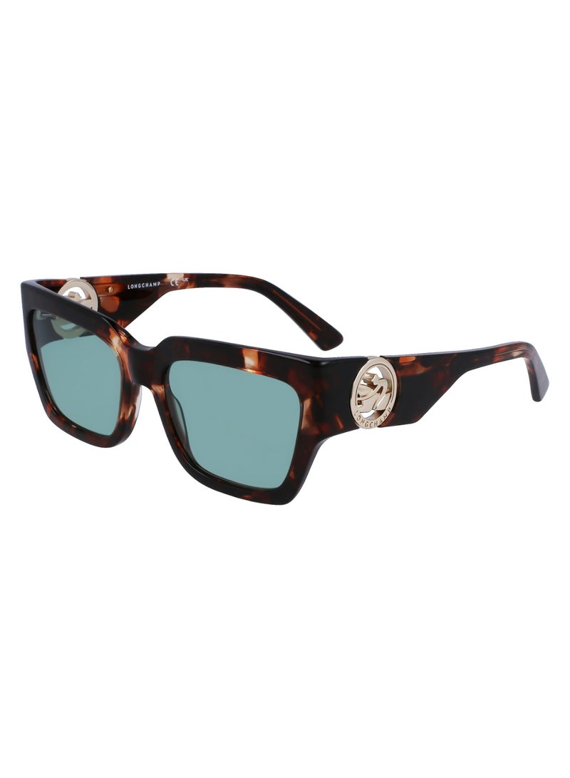 Women's UV Protection Rectangular Shape Acetate Sunglasses LO735S-230-5518 - Lens Size: 55 - Havana