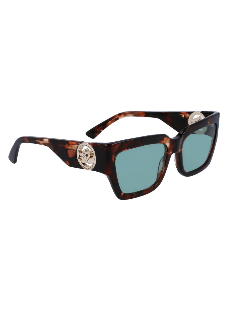 Women's UV Protection Rectangular Shape Acetate Sunglasses LO735S-230-5518 - Lens Size: 55 - Havana