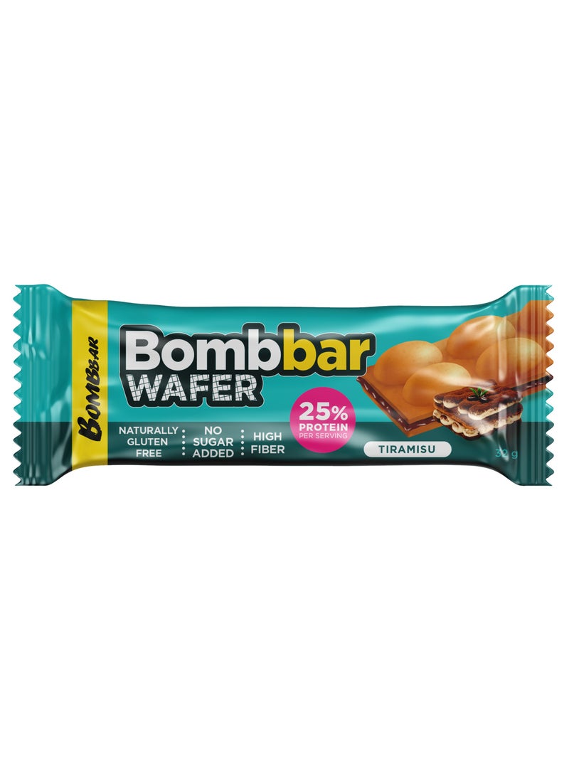 Protein Wafer with Tiramisu Flavor, Gluten Free, High Fiber and No Sugar Added 12x32g