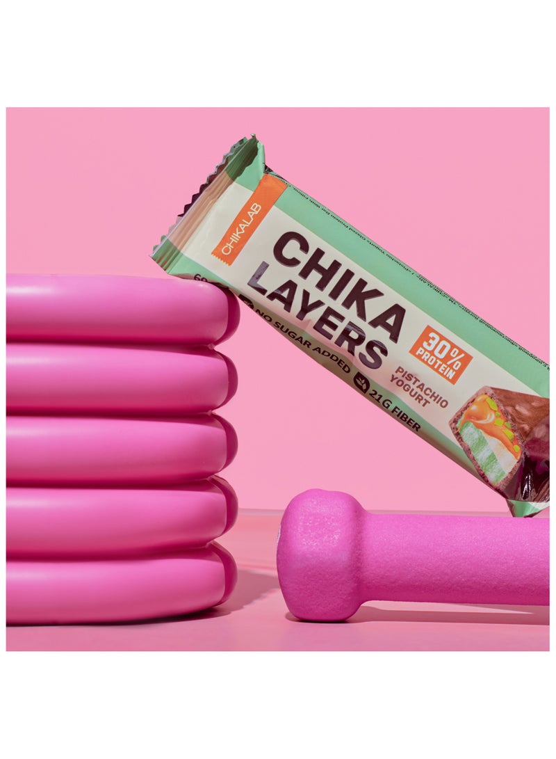 Chika Layers Chocolate Protein Bar with Pistachio Yogurt No Sugar Added 12x60g