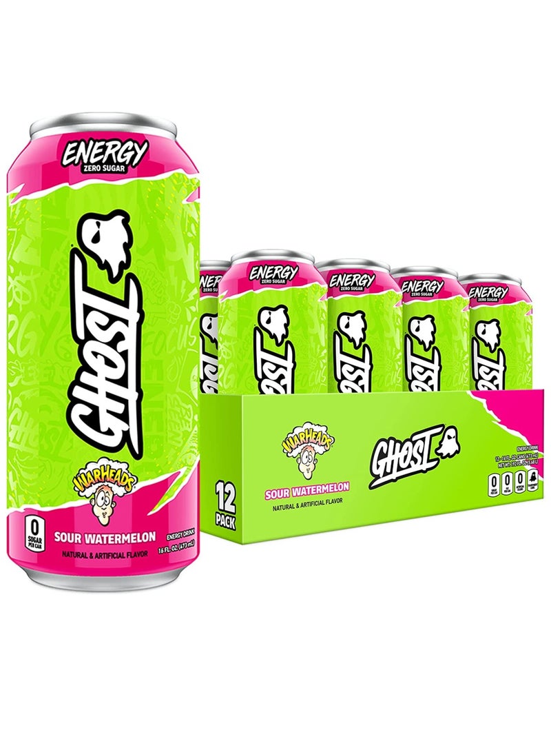 Ghost Energy Zero Sugar 473ml Pack of 12 Sour Watermelon