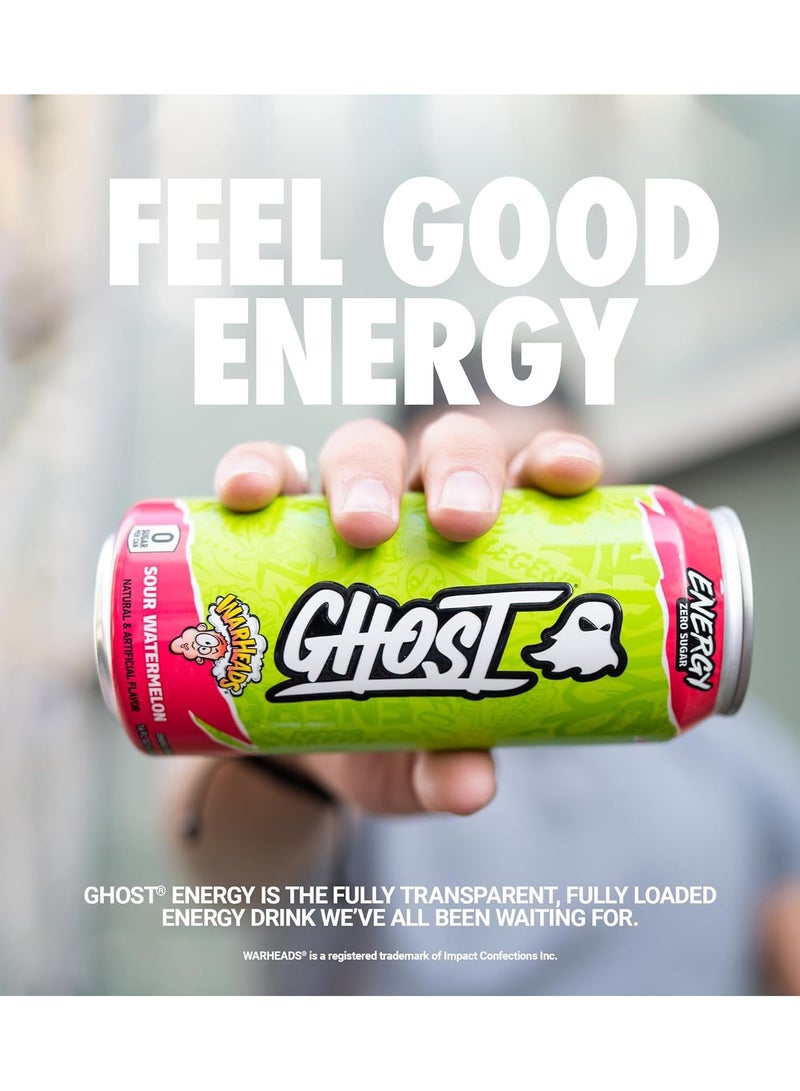 Ghost Energy Zero Sugar 473ml Pack of 12 Sour Watermelon