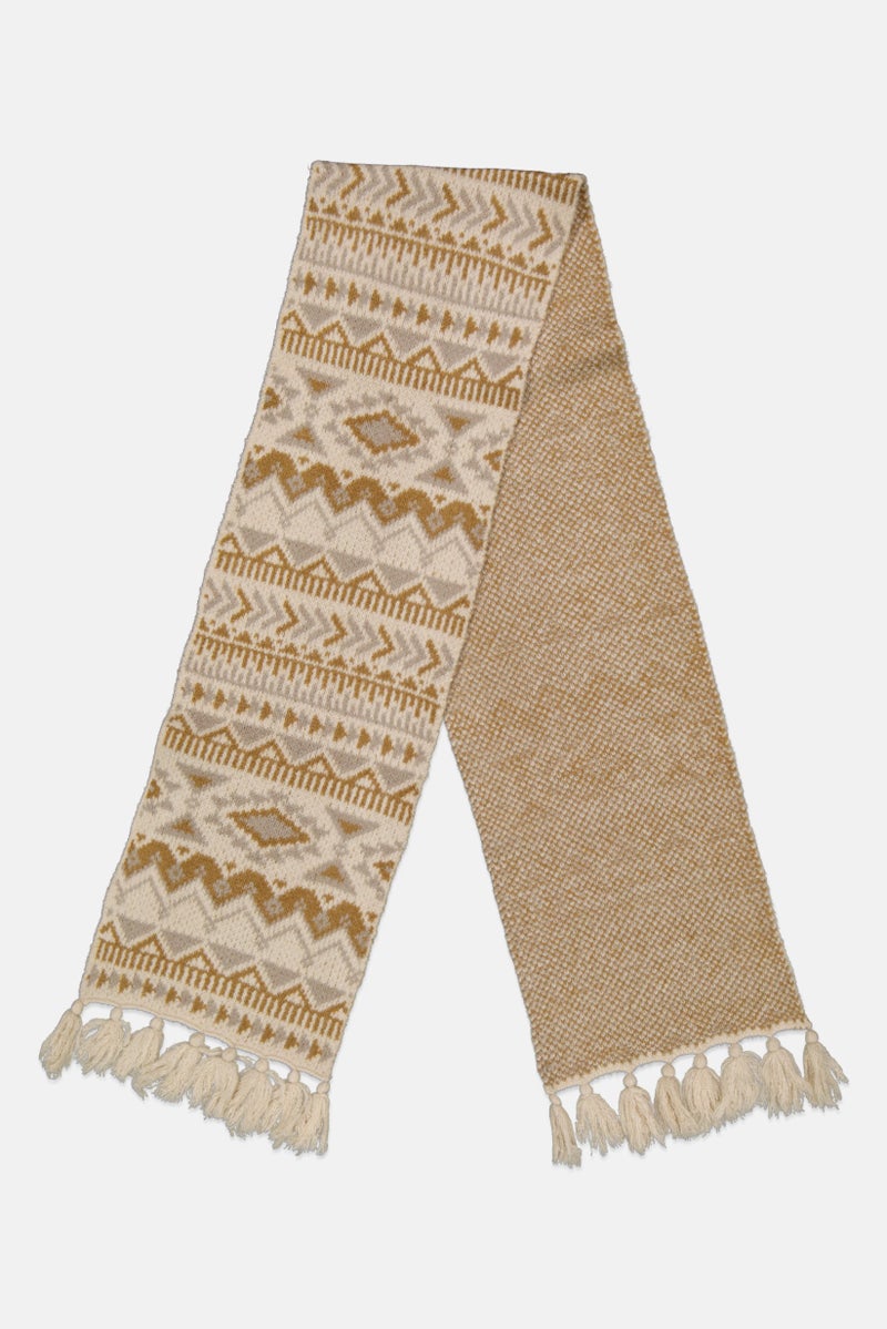 Women Knitted Shawl 180 x 40 Cm, Beige Combo