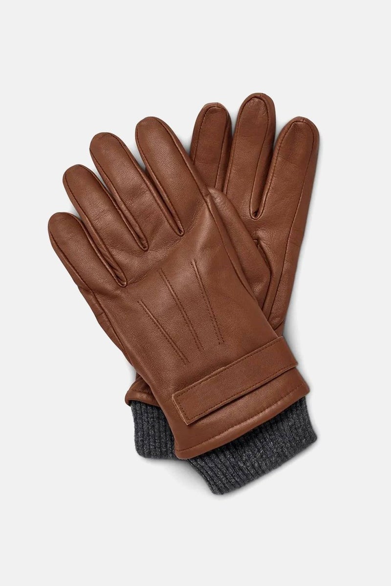 Men Leather Gloves, Brown