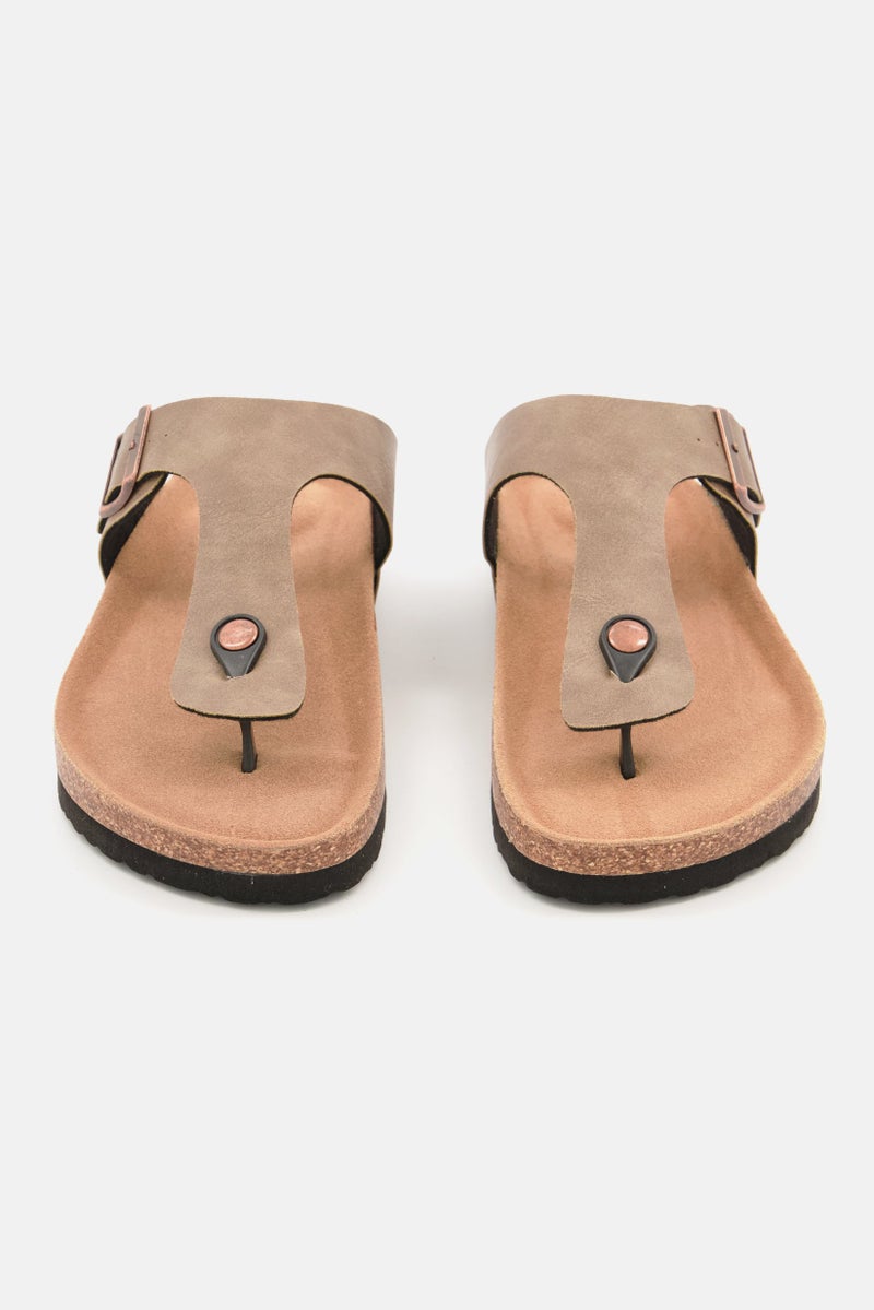 Men Slip On Cork Sandals, Dark Sand