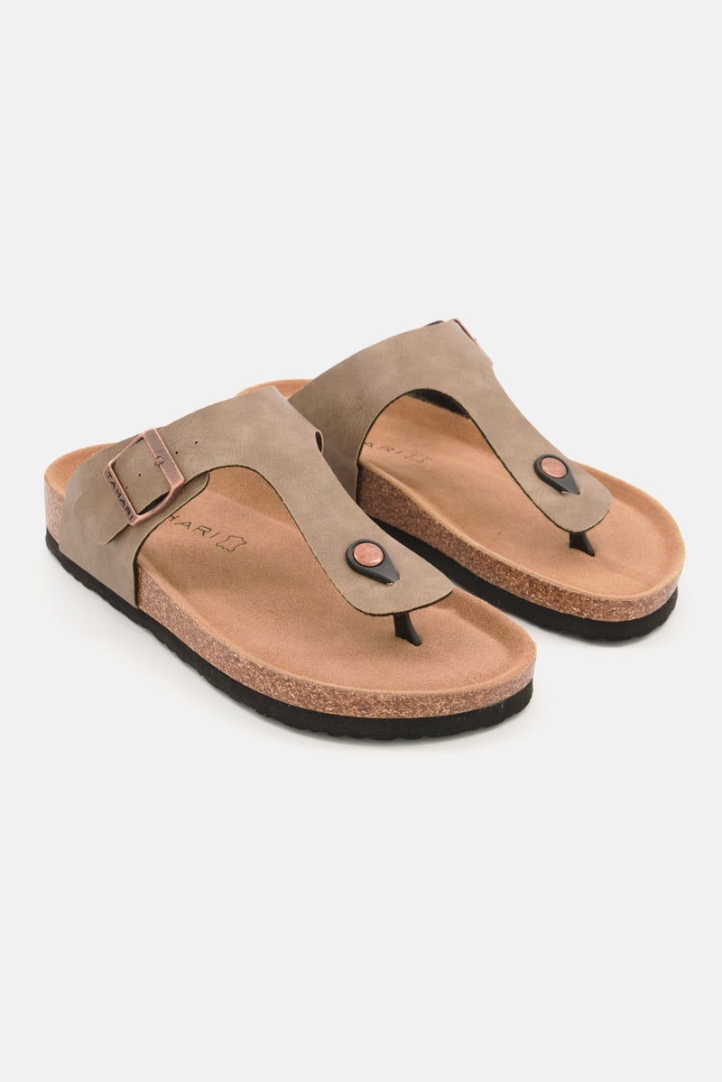 Men Slip On Cork Sandals, Dark Sand