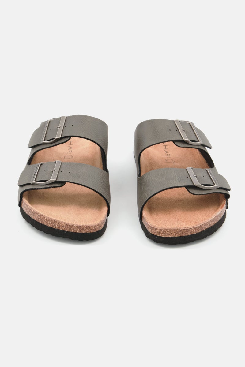 Men Plain Slip On Cork Sandals, Grey