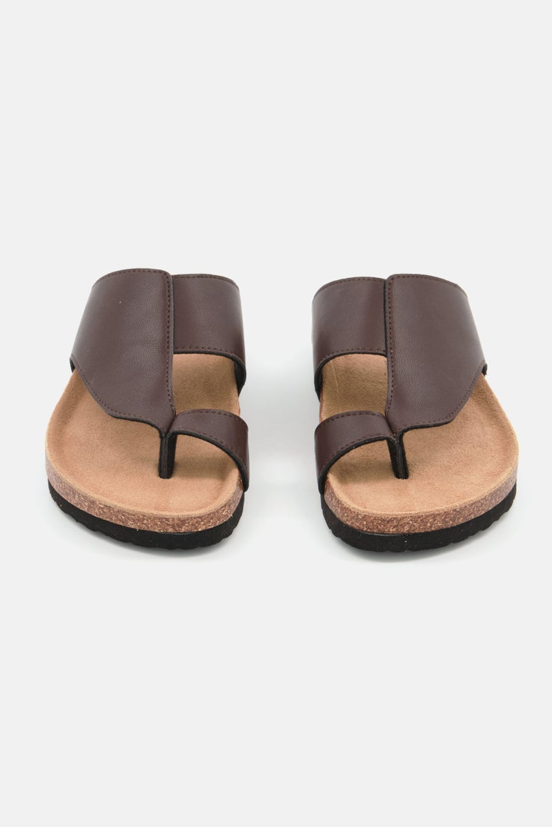 Men Slip On Cork Sandals, Brown