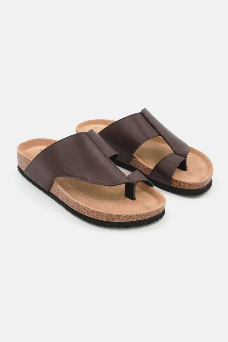 Men Slip On Cork Sandals, Brown