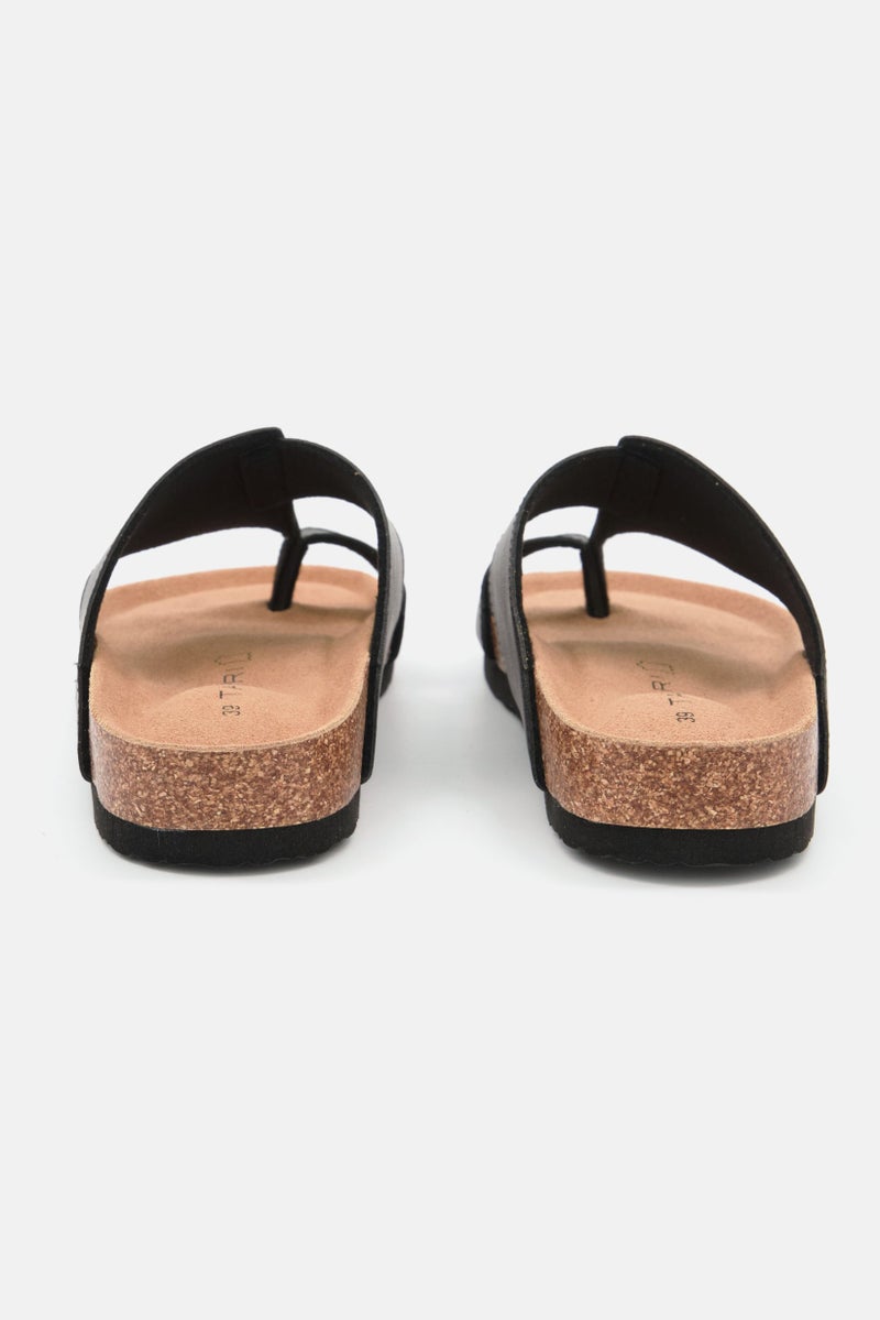 Men Slip On Cork Sandals, Black Combo