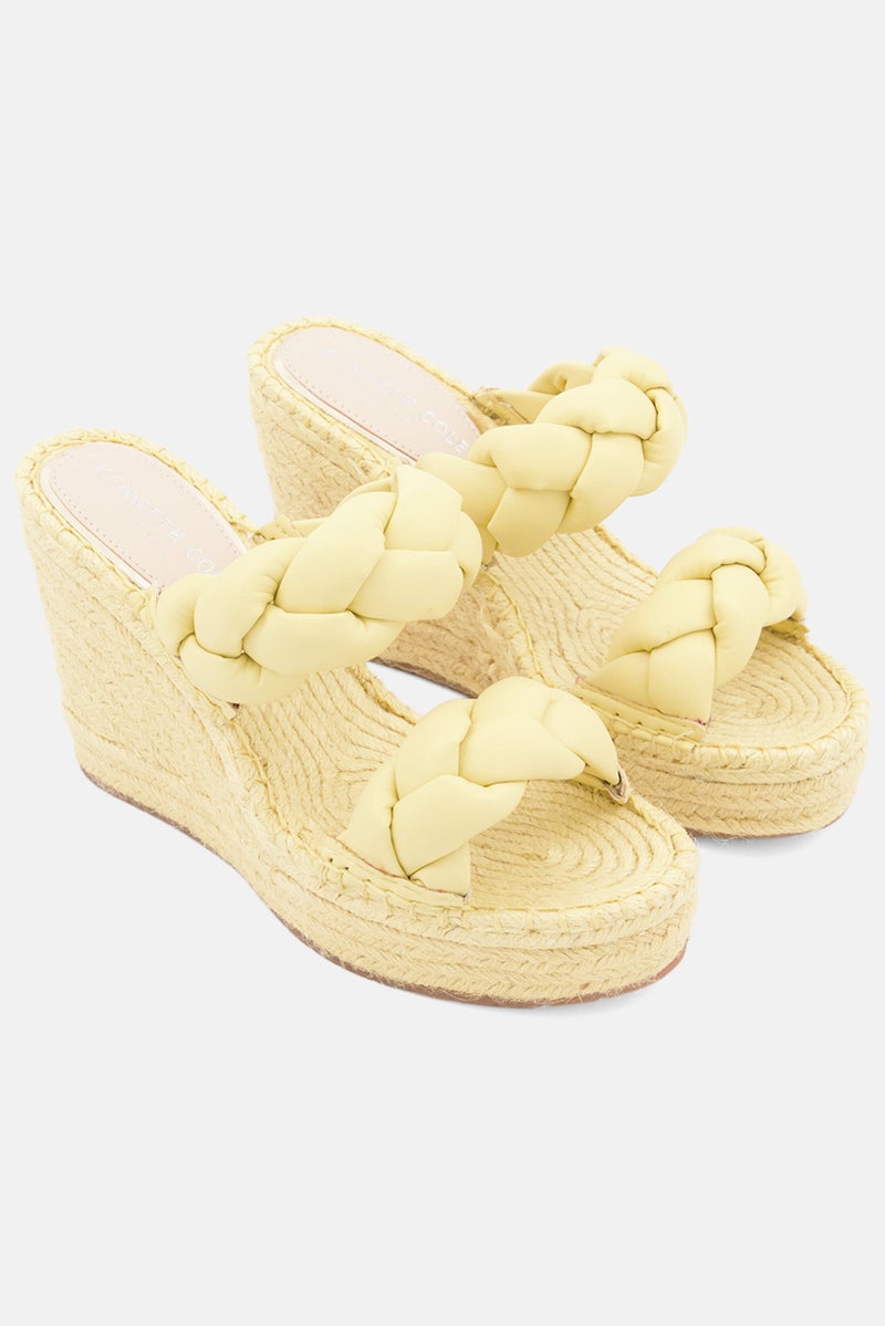 Women Medium Owen Braid Slip On Casual Wedges, Yellow